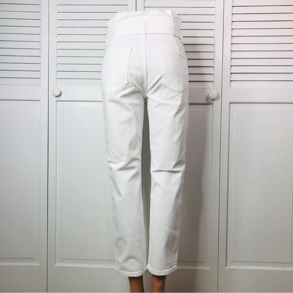 *NEW* FRAME Belted Pleated Pegged Blanc Jeans Size 24