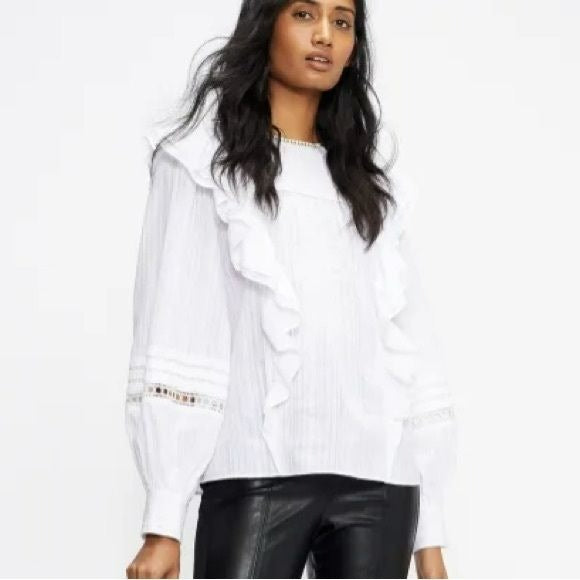 TED BAKER Silais White Double Frill Blouse Size 4-6 *NEW*