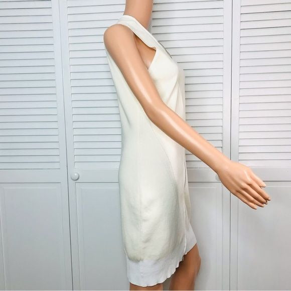 RAG & BONE Vivienne Ribbed Ivory Zip Dress Size L
