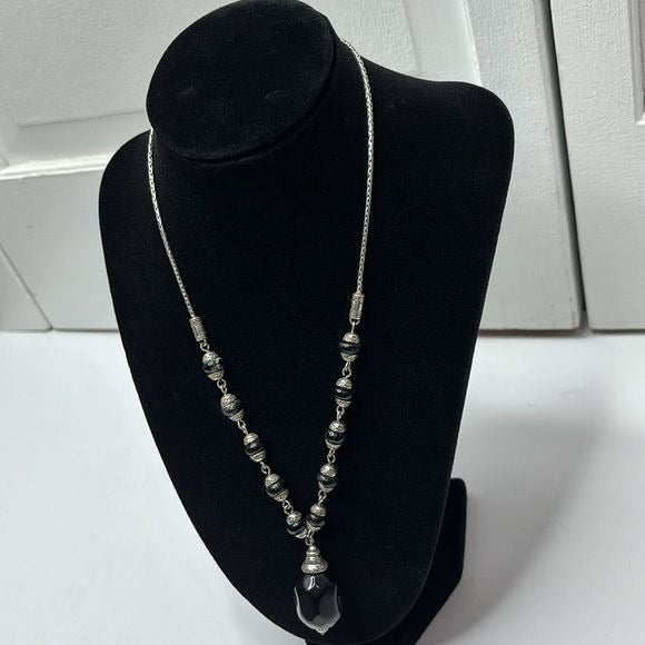 *NEW* BRIGHTON Black Beaded Silver Chain Necklace