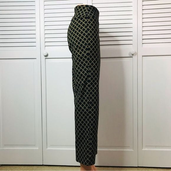 *NEW* ZAC & RACHEL Black Gold Chain Print The Ultimate Fit Pull On Pants Size 10
