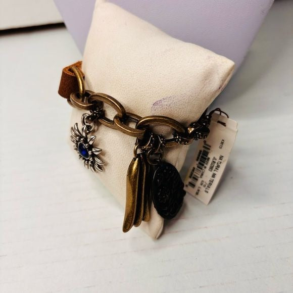 *NEW* LUCKY BRAND Leather Chain Charm Bracelet