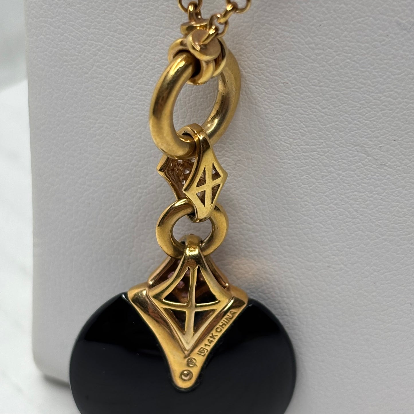 COLLEEN LOPEZ 14K Gold, Black Onyx & Pink Sapphire Necklace
