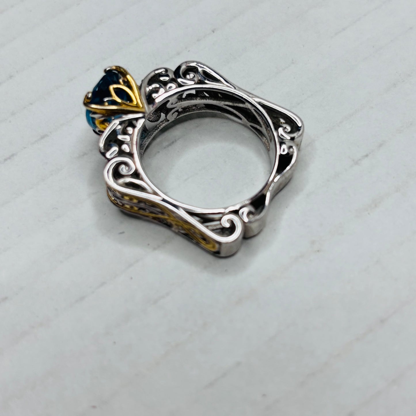 MICHAEL VALITUTTI Blue Topez Sterling Silver Ring Size 8