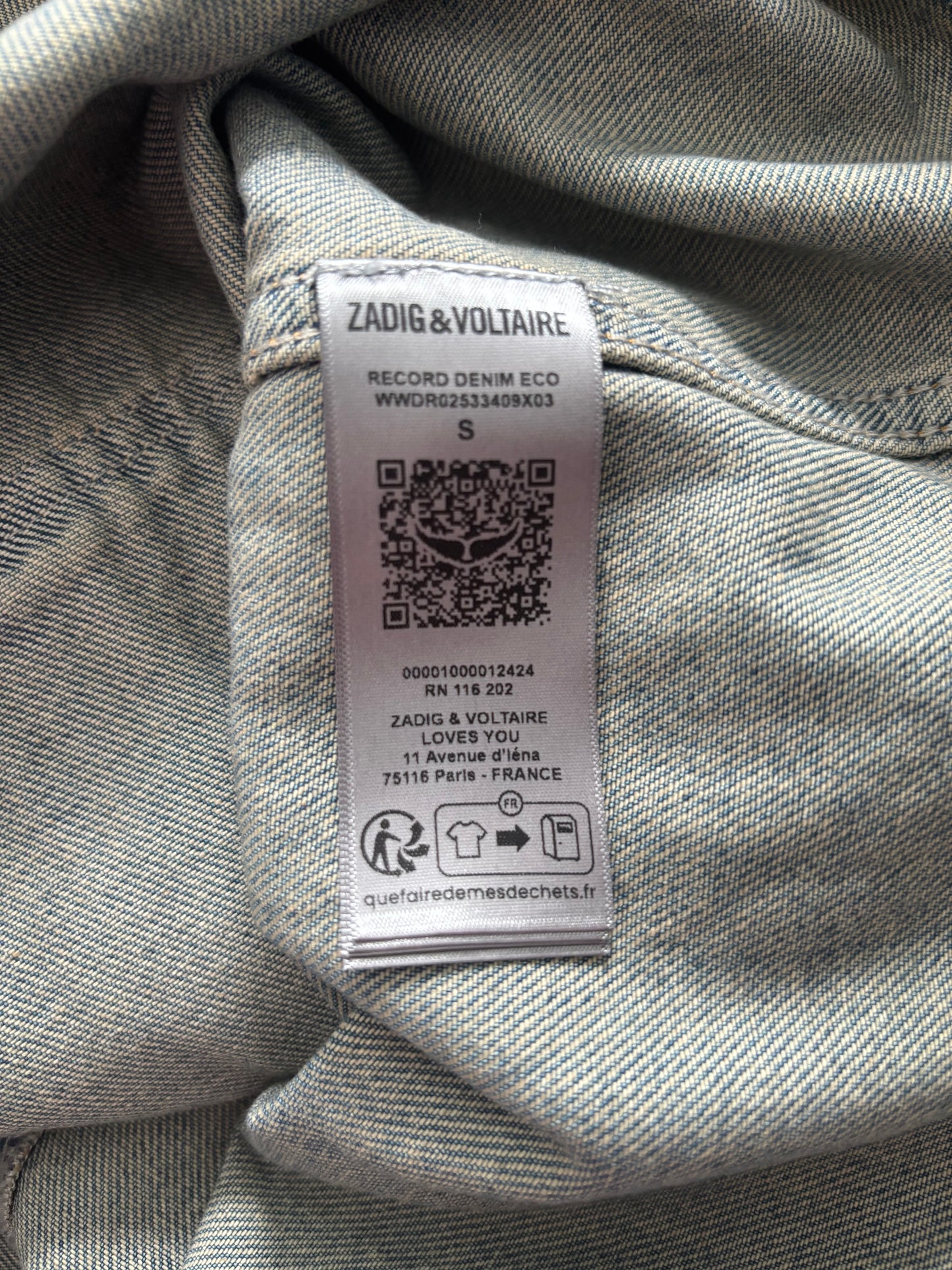 ZADIG & VOLTAIRE Blue Record Denim Eco Dress Size Small