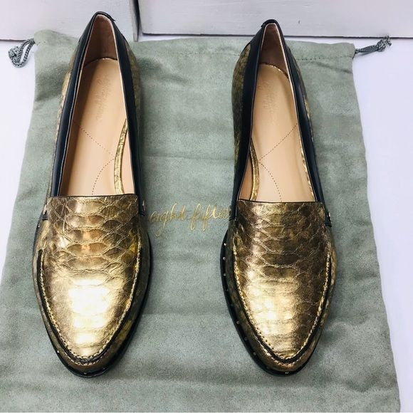 EIGHT FIFTEEN Patti Gold Leather Loafers Size 7.5 *NEW*