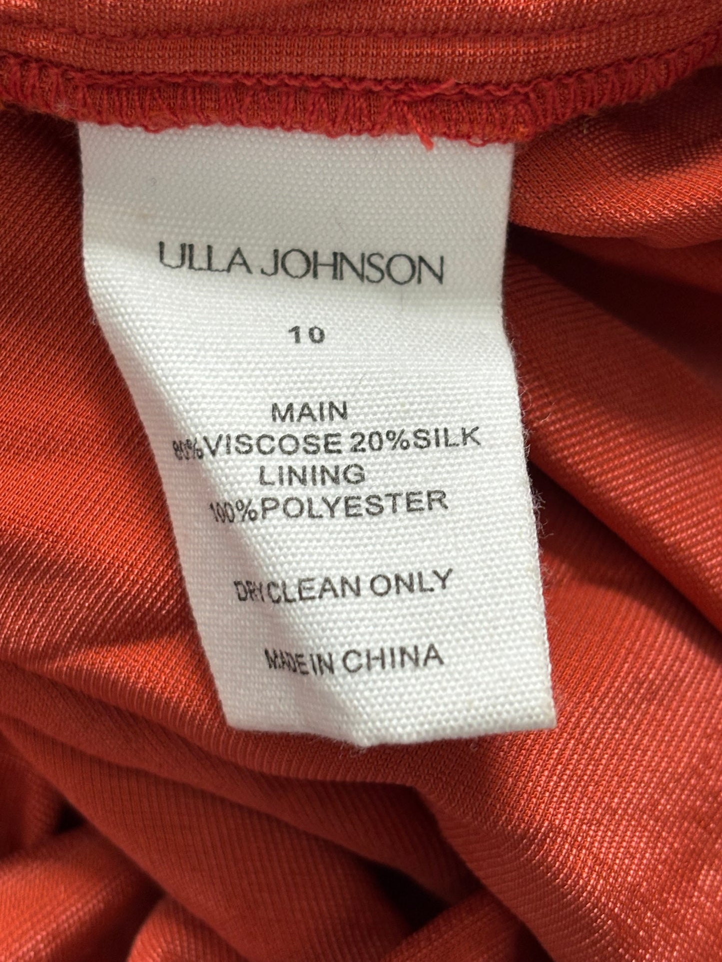 ULLA JOHNSON Zariah Silk Velvet Mini Dress in Rust Size 10
