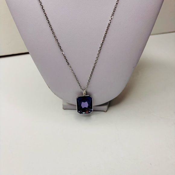 SWAROVSKI Purple Rhodium Plated Square Crystal Necklace