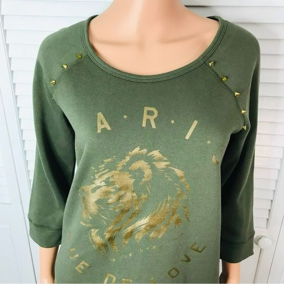 EXPRESS Green Paris Rue De Love Studded Sweater Size M *NEW*