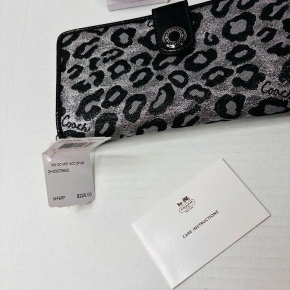 *NEW* COACH Ocelot Leopard Print Shimmer Zip Around Wallet