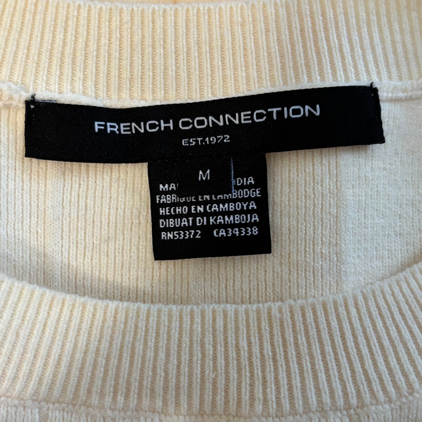 FRENCH CONNECTION Marley Knit Wide Rib Top in Porcelain Size Medium