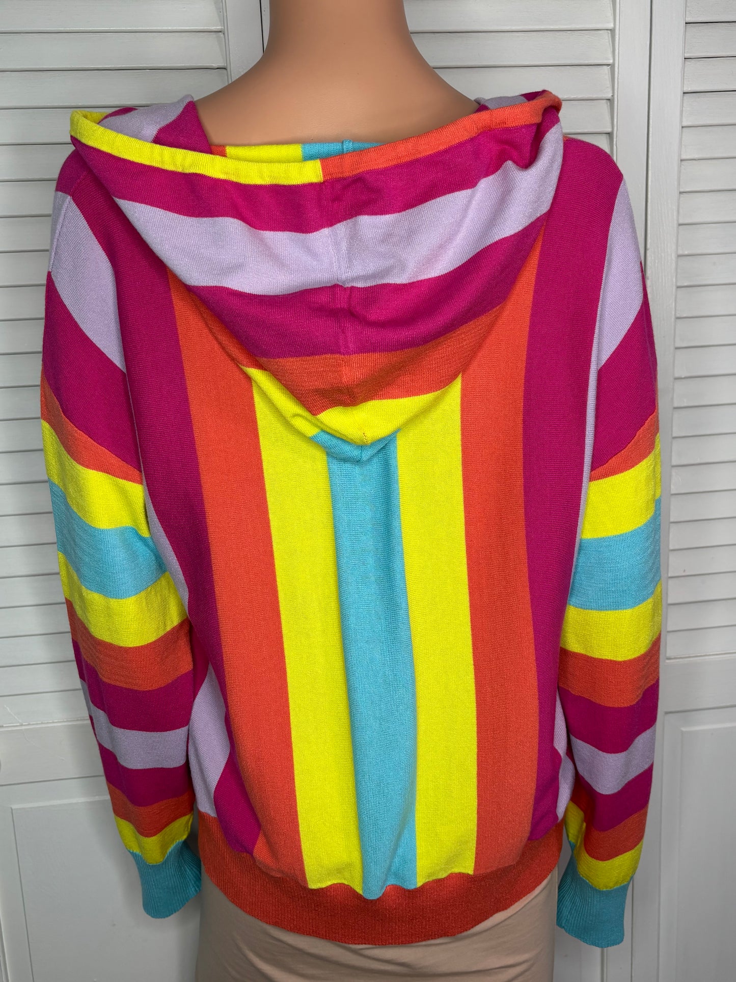 APNY Striped Knit Multicolor Hoodie Sweater Size Medium