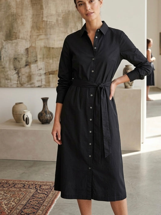 New J. CREW Factory Long-Sleeve Poplin Shirt-Dress in Black Size 00