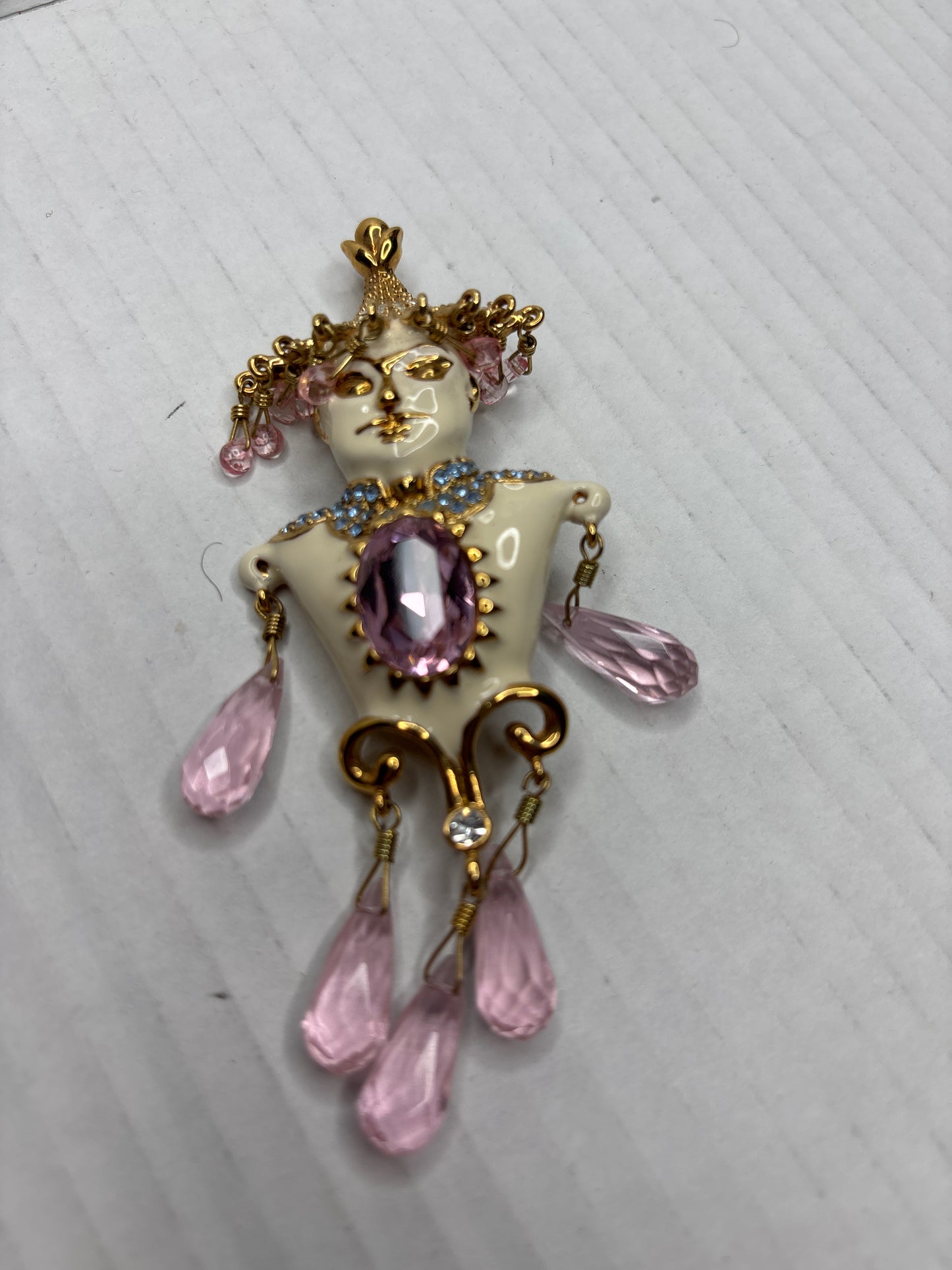 HUTTON WILKINSON Harlequin Jester Colorful Enamel Brooch Pin