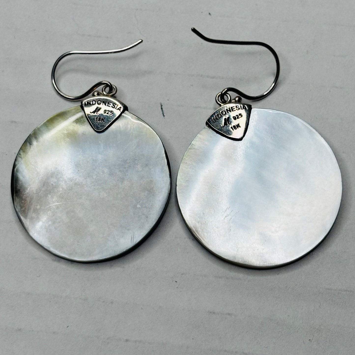 SAMUEL B. 18K Gold & Sterling Silver Carved Mother of Pearl Earrings