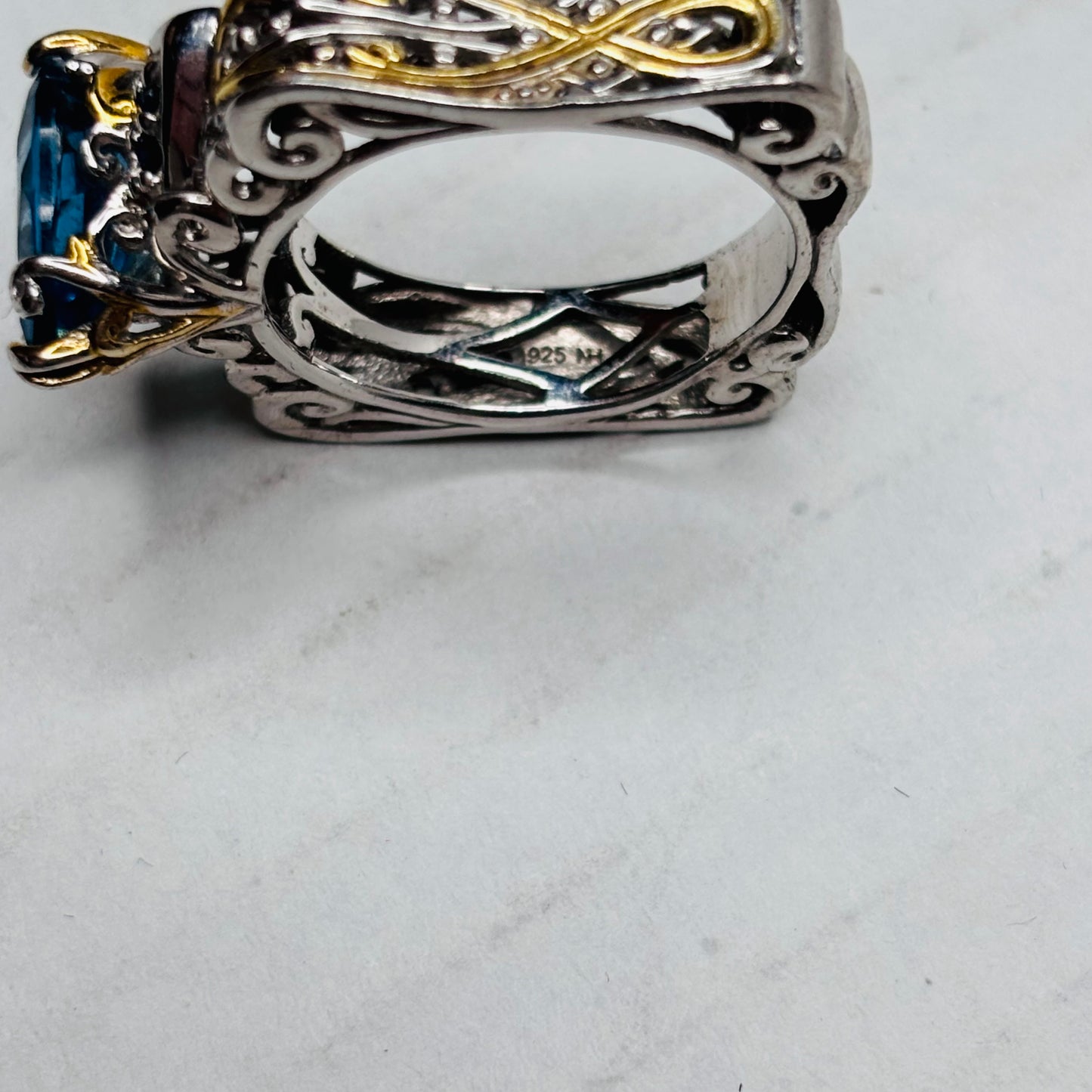 MICHAEL VALITUTTI Blue Topez Sterling Silver Ring Size 8