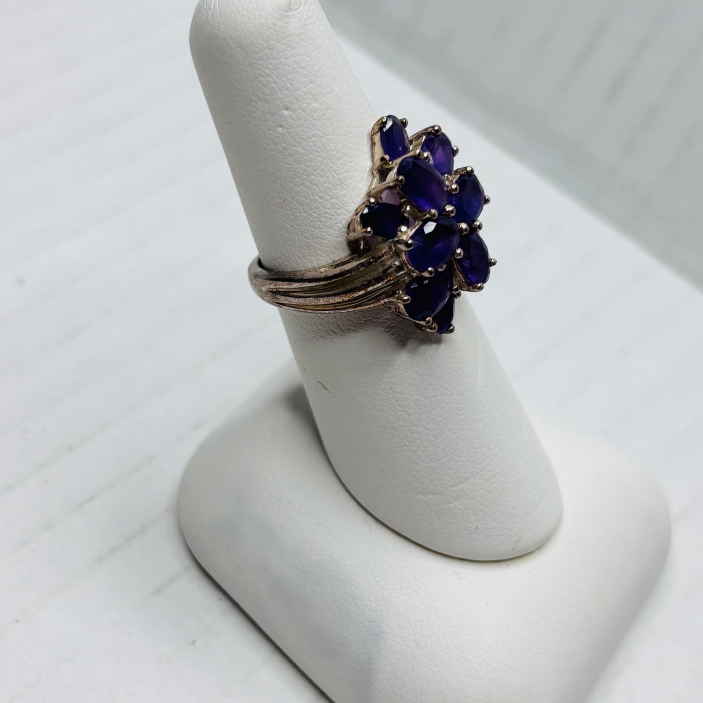 Marquise Cut Vintage Purple Lolite Sterling Silver Cocktail Ring Size 6