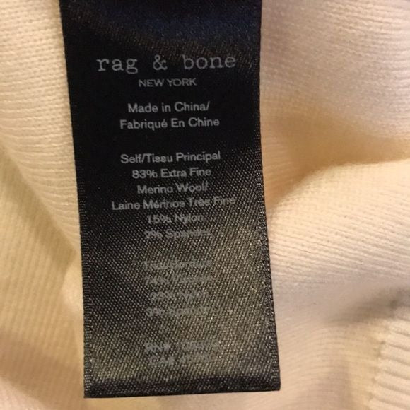 RAG & BONE Vivienne Ribbed Ivory Zip Dress Size L