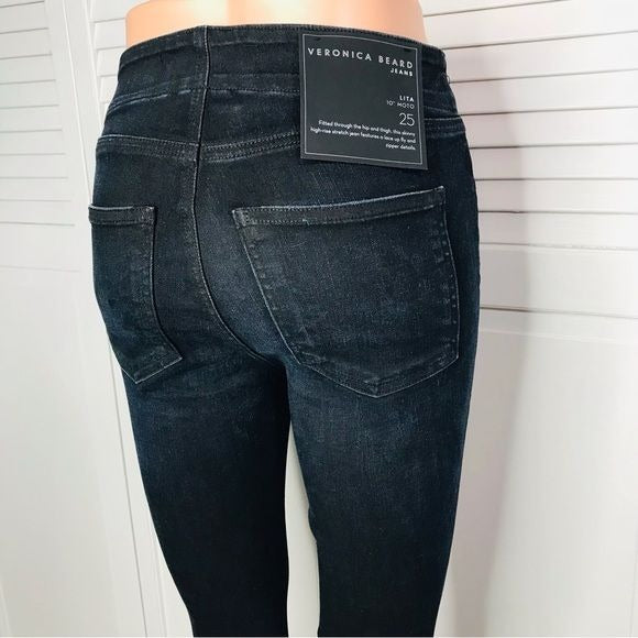 *NEW* VERONICA BEARD Dark Indigo Lace-up Front Stretch Denim Size 25