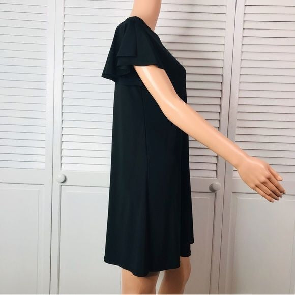 TASH + SOPHIE Black Flutter Sleeve Dress Size M *NEW*