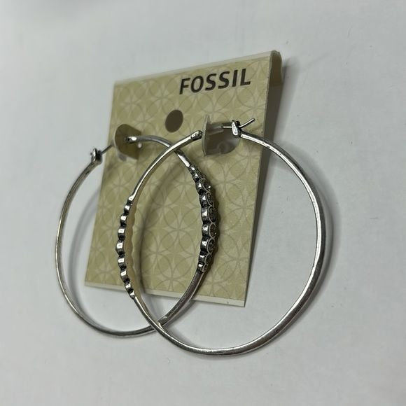 *NEW* FOSSIL Glitz Hoops Silver Earrings