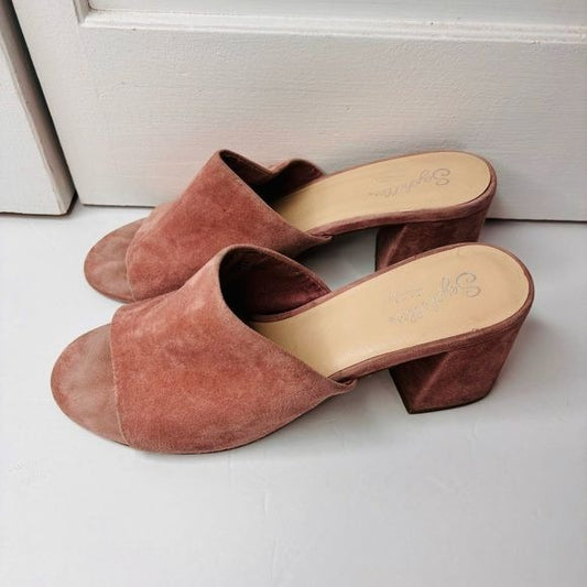 SEYCHELLES Commute Rose Suede Leather Peep-Toe Mules Size 8
