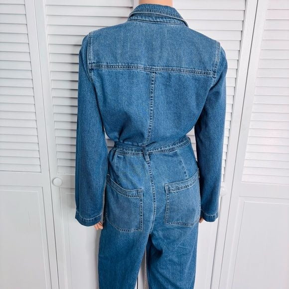 *New* MADEWELL Denim Tie-Waist Jumpsuit in Claireville Wash Size Medium