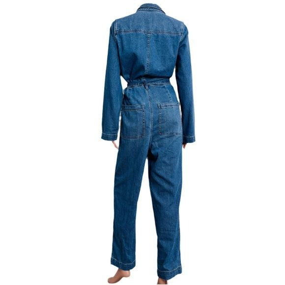 *New* MADEWELL Denim Tie-Waist Jumpsuit in Claireville Wash Size Medium