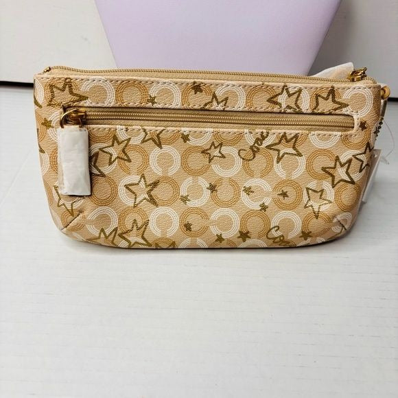 *NEW* COACH Peyton Gold Go Go Dotted Signature Gold Stars Wristlet