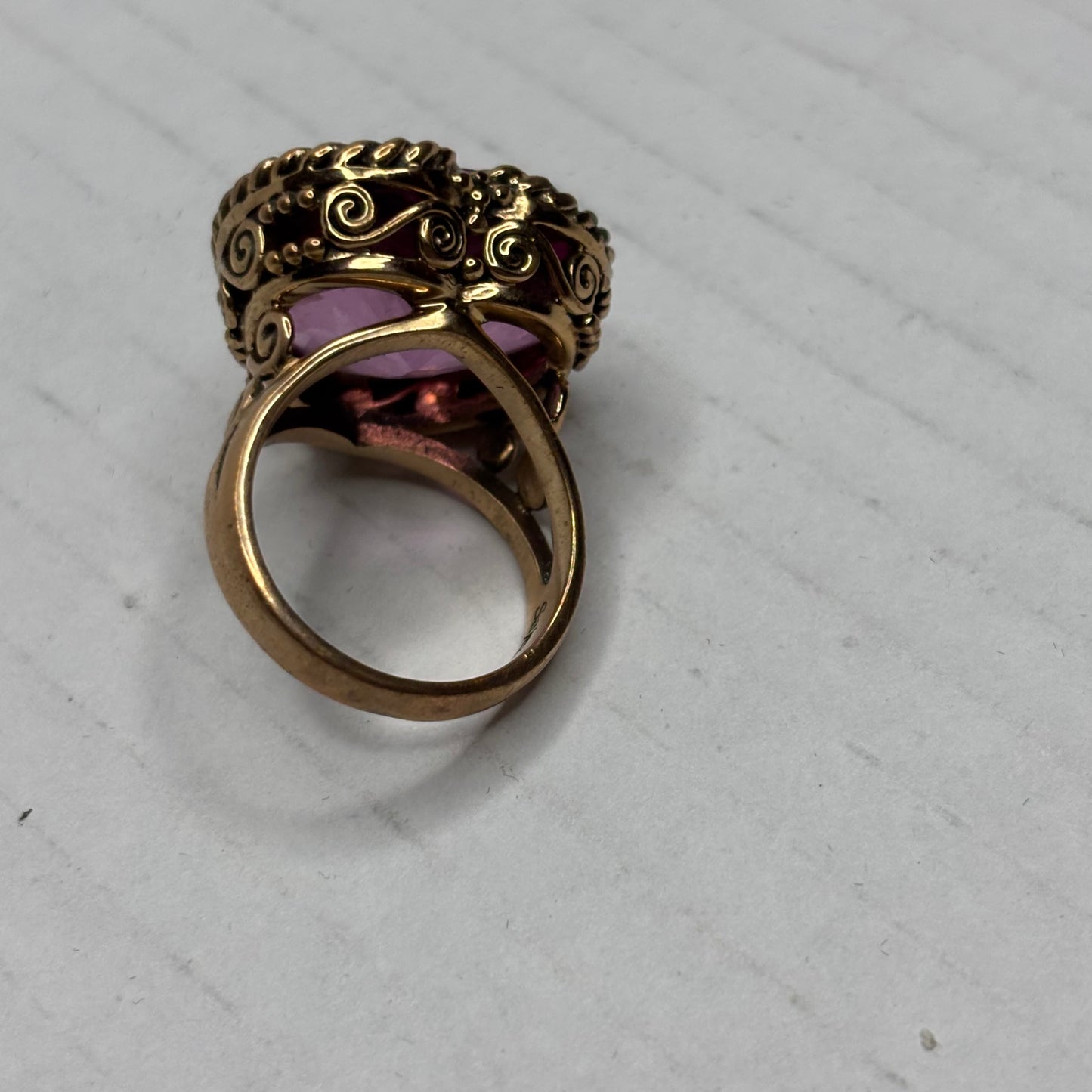 SAJEN Vintage Artisan Heart Amethyst Statement Ring Size 8
