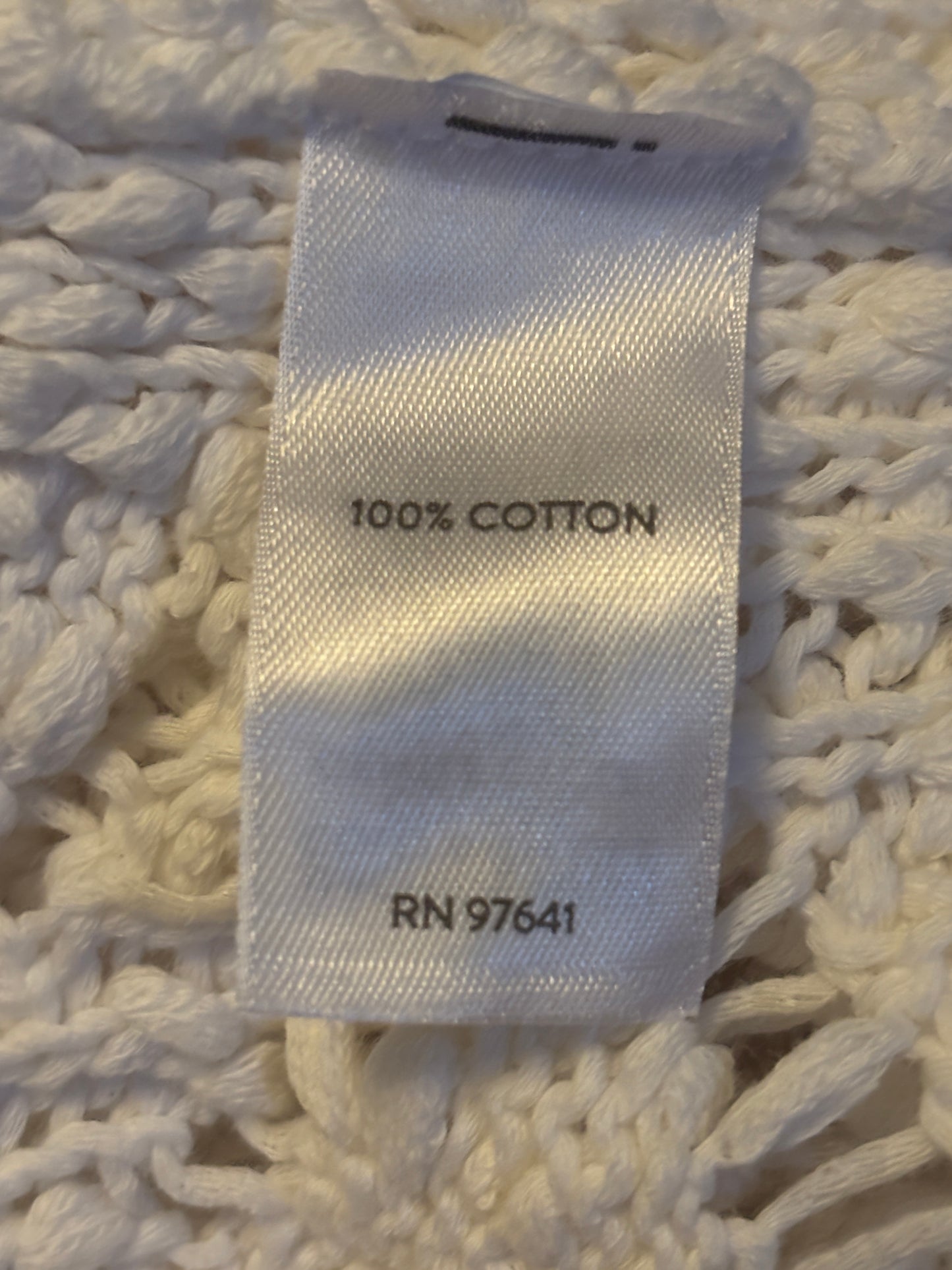 J. JILL Pure Jill White Textured Cotton Short Sleeve Petite Sweater Size Small