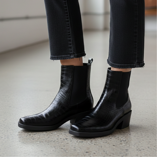 OPEN EDIT Edayla Croc-Embossed Square Toe Chelsea Boots Size 9.5