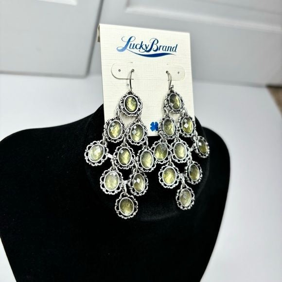 *NEW* LUCKY BRAND Silver Green Chandelier Earrings