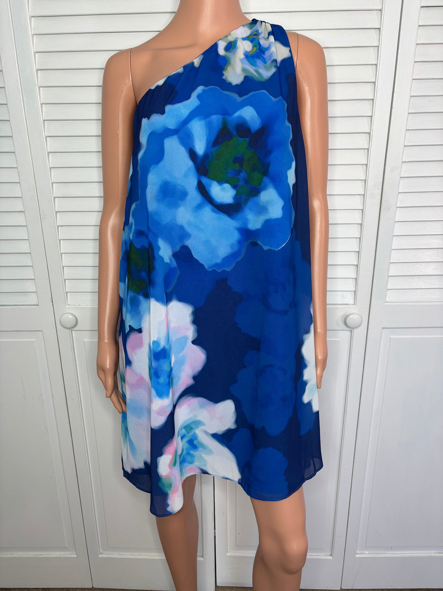 New BELLE by Badgley Mischka 'Kayla' One-Shoulder Floral Dress Size 2