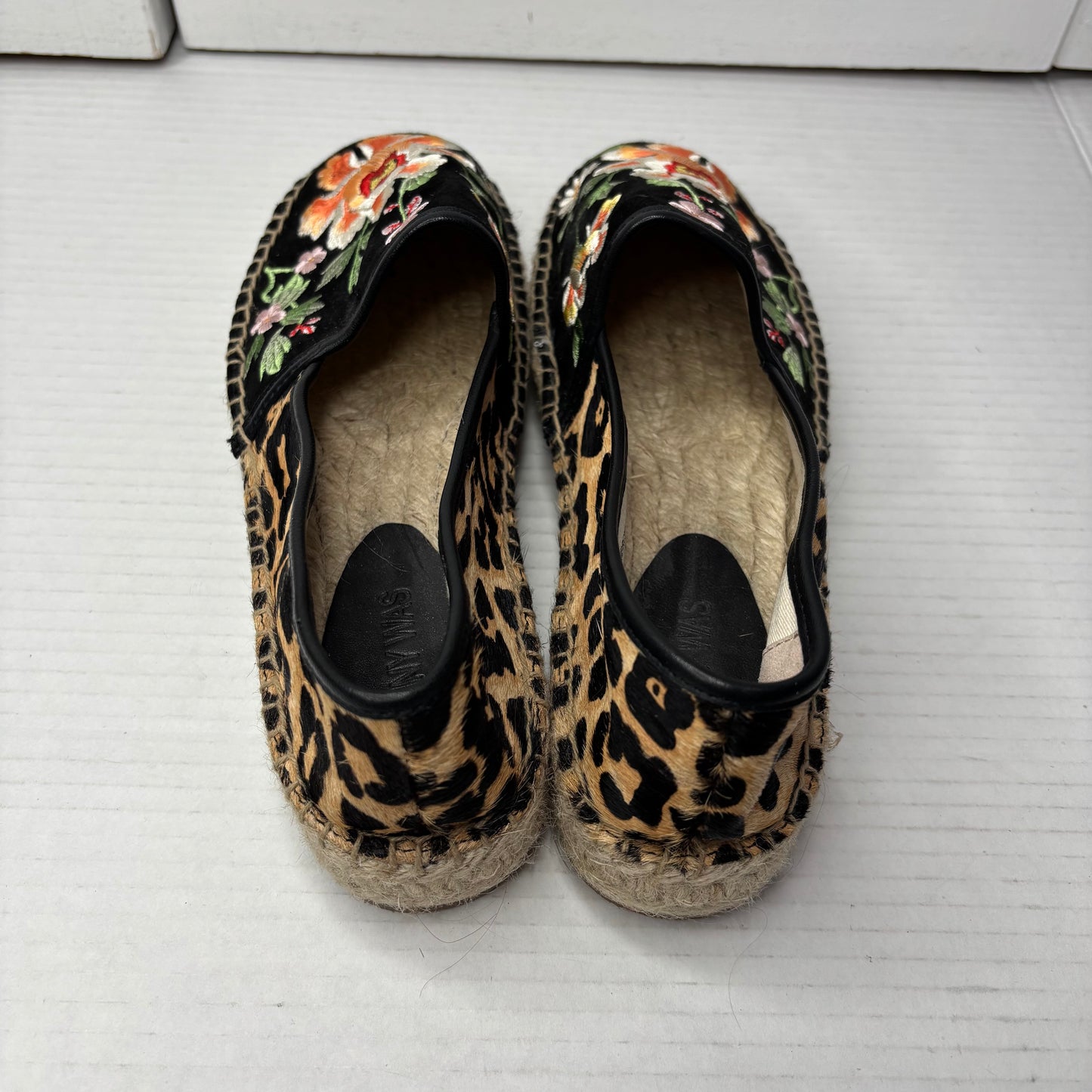 Johnny Was Embroidered Leopard Print Slip-On Espadrilles Size 8