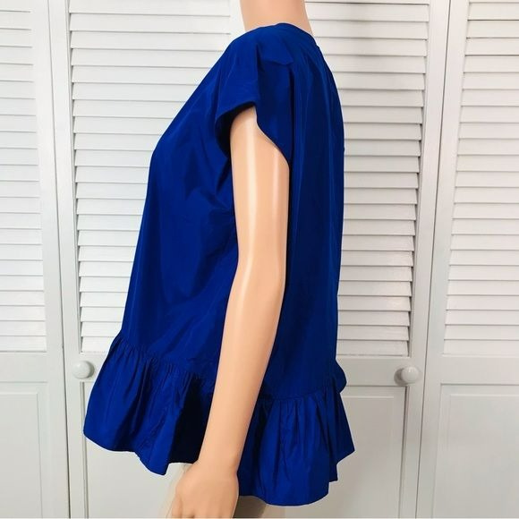 PSOPHIA Cobalt Taffeta Peplum Ruffle Hem Top Size L *NEW*