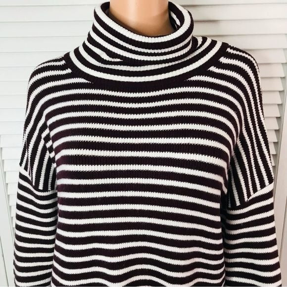 FRENCH CONNECTION Stripe Micro Ribbed Turtleneck Sweater Size S