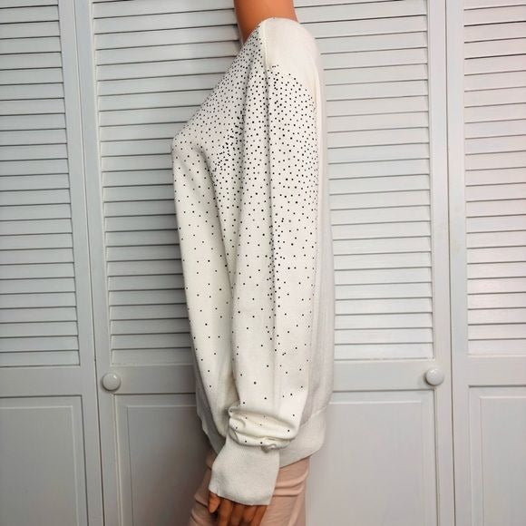 *NEW* ETHYL Cream Black Bead Bling Sweater Size L