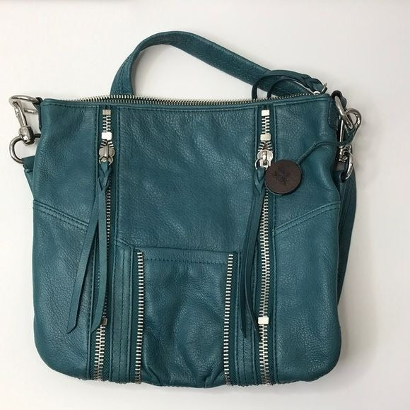 THE SAK Turquoise Leather Zipper Detail Crossbody Bag