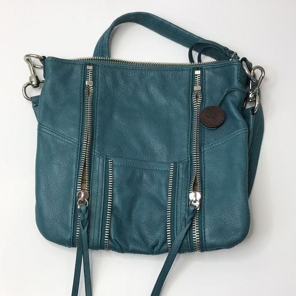 THE SAK Turquoise Leather Zipper Detail Crossbody Bag