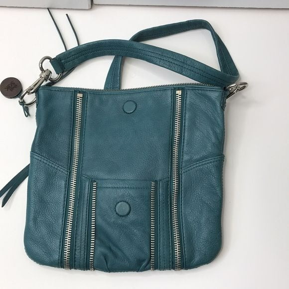 THE SAK Turquoise Leather Zipper Detail Crossbody Bag