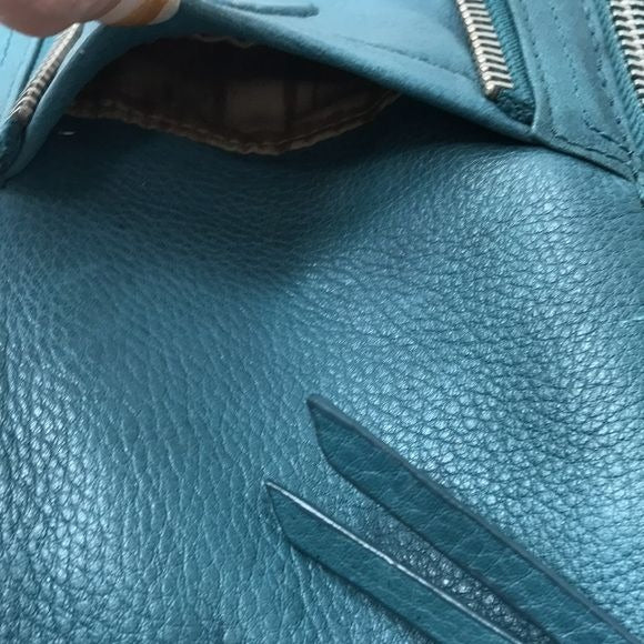 THE SAK Turquoise Leather Zipper Detail Crossbody Bag