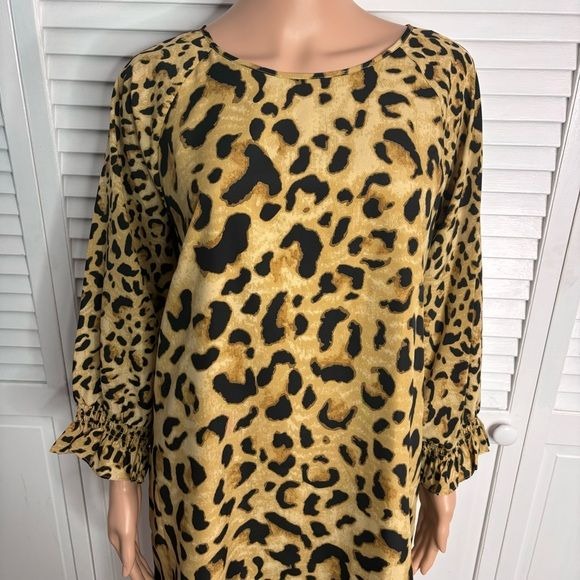 CROWN & IVY Animal Print Long Sleeve Dress Size 14