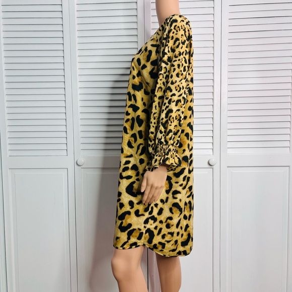 CROWN & IVY Animal Print Long Sleeve Dress Size 14