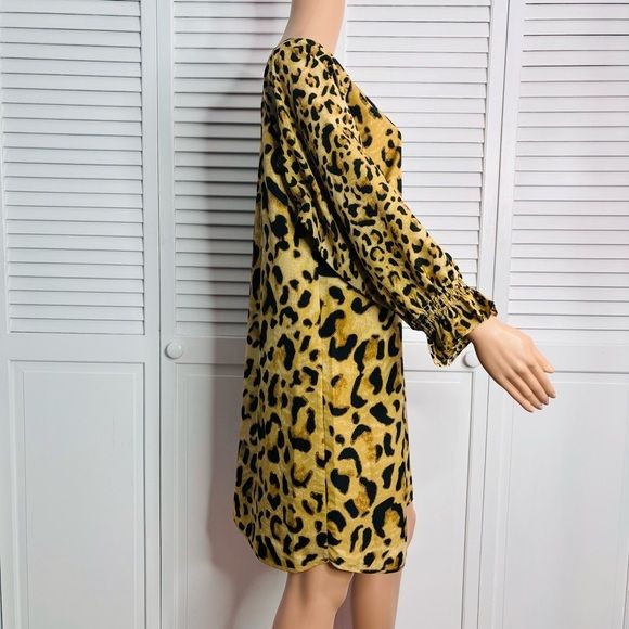 CROWN & IVY Animal Print Long Sleeve Dress Size 14