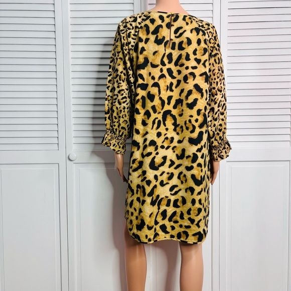 CROWN & IVY Animal Print Long Sleeve Dress Size 14