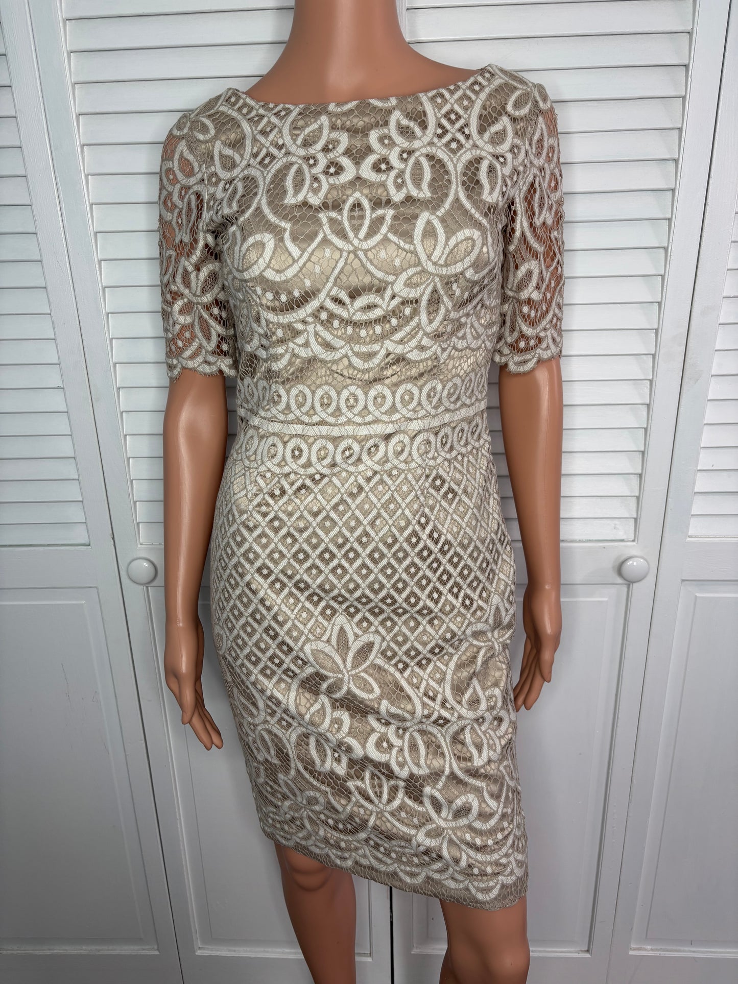 ELIZA J Two-Tone Lace Sheath Cocktail Dress Size 2