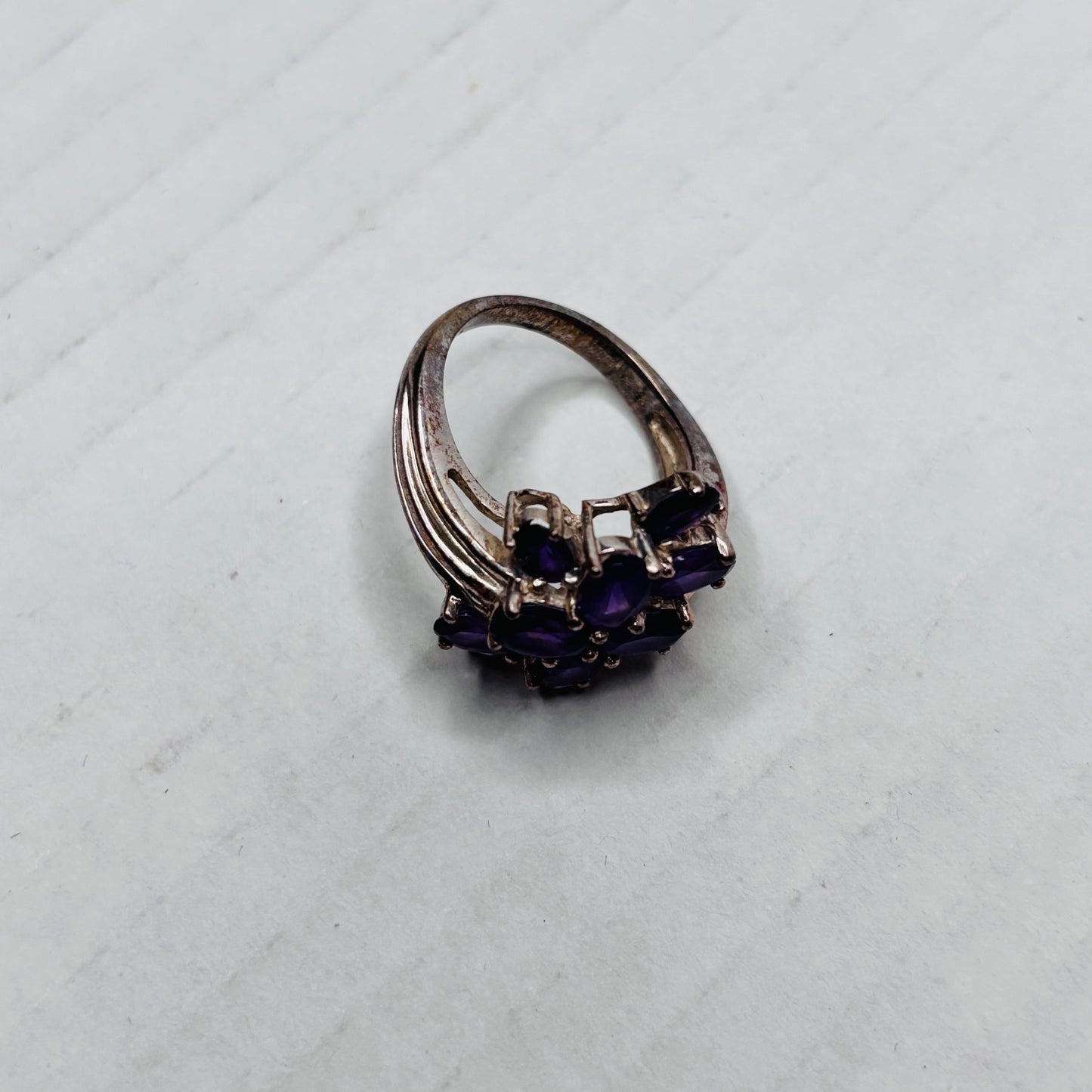 Marquise Cut Vintage Purple Lolite Sterling Silver Cocktail Ring Size 6