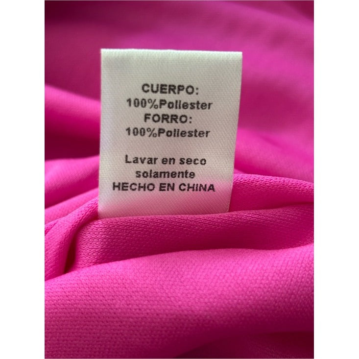 TCEC Magenta Hot Pink Satin Puff Sleeve Babydoll Mini Dress Size Small