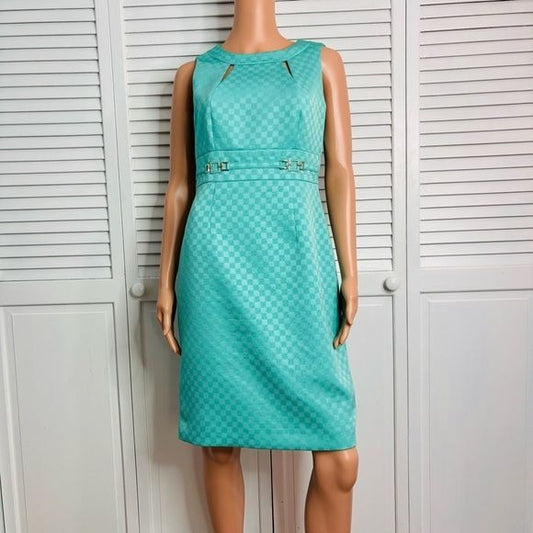 TAHARI Turquoise Sleeveless Dress Size 4